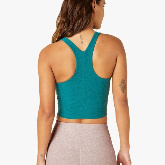 BEYOND YOGA Spacedye Focus Cropped Tank Top | Peacock Blue Heather | Size Small - Picture 1 of 8
